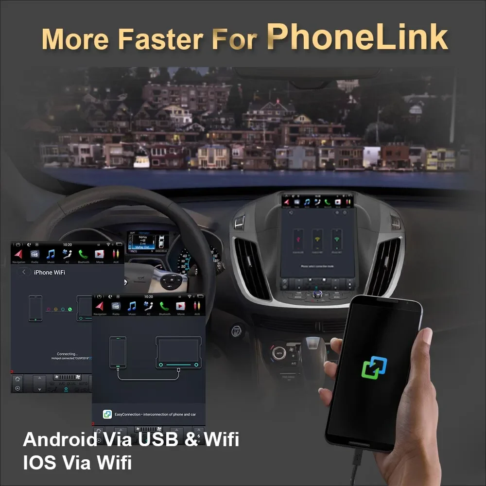 أندرويد 11 تسلا نمط عمودي سيارة لتحديد المواقع والملاحة لفورد كوغا/الهروب 2013-2015 (الجيل الثاني) راديو ستيريو الوسائط المتعددة