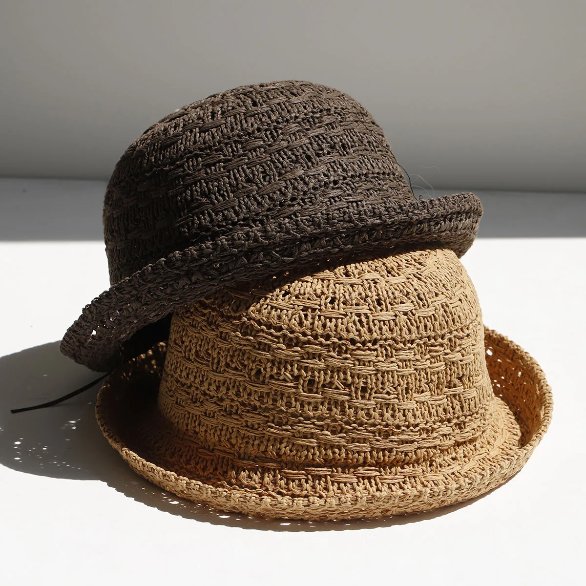 2026 Neuer Bucket Hat für Damen, Sommerhut, geflochtener Sonnenhut, Reisekappe, Damenmütze, schlichte, faltbare Floppy-Hüte für Mädchen, Strandhut, Panama