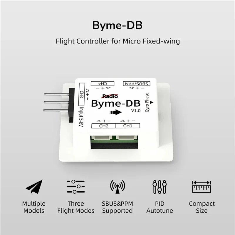 

AINY-For Radiolink Byme-DB Flight Controller Built-In Gyroscope For Delta Wing Mini Fixed Wing Paper Plane J10 SU27 F22