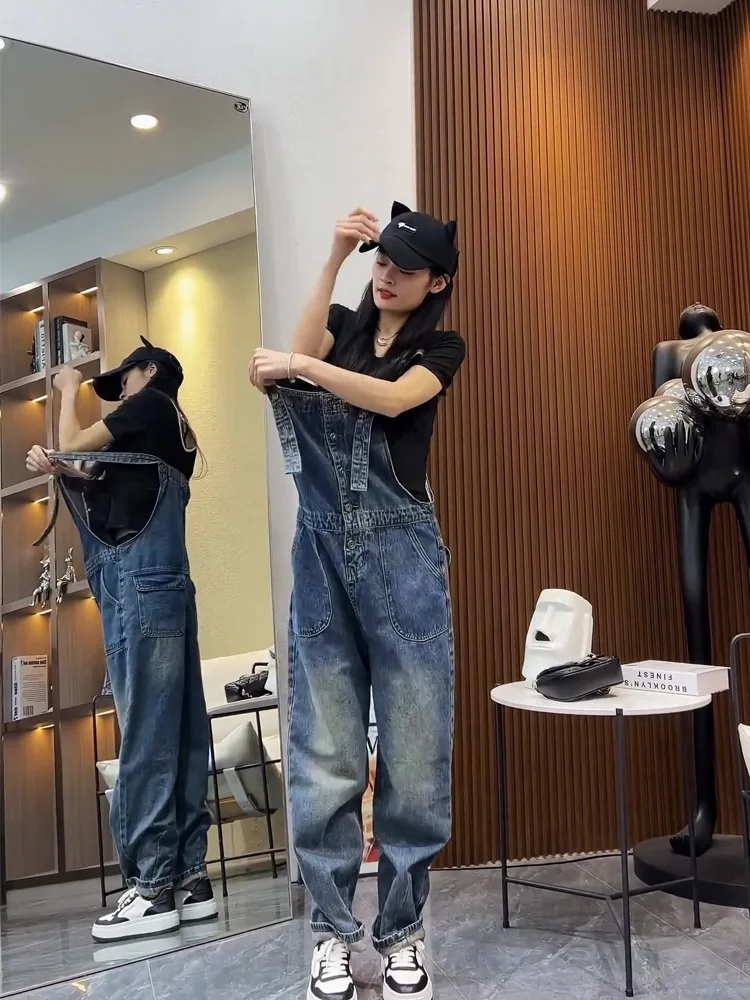 กางเกงยีนส์เอวสูงทรงหลวมขาบานสไตล์วินเทจสำหรับผู้หญิง ดีไซน์ย้อนยุคแฟชั่นฤดูใบไม้ผลิและฤดูร้อน สไตล์ลำลอง