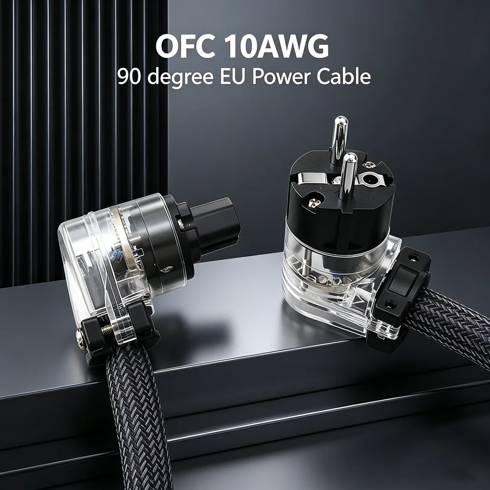 

Аудиофильский удлинительный кабель питания 10AWG OFC с угловым разъемом EU Schuko 90 градусов для Hi-Fi систем