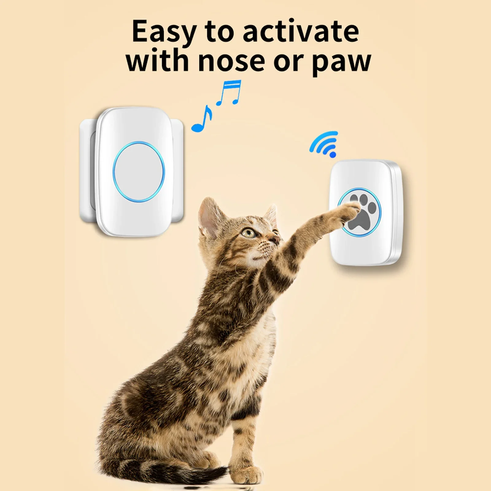 Wireless IP44 waterproof touch doorbell Smart LED flashing light Pet dog doorbell Waterproof pager flashing ring Dong doorbell