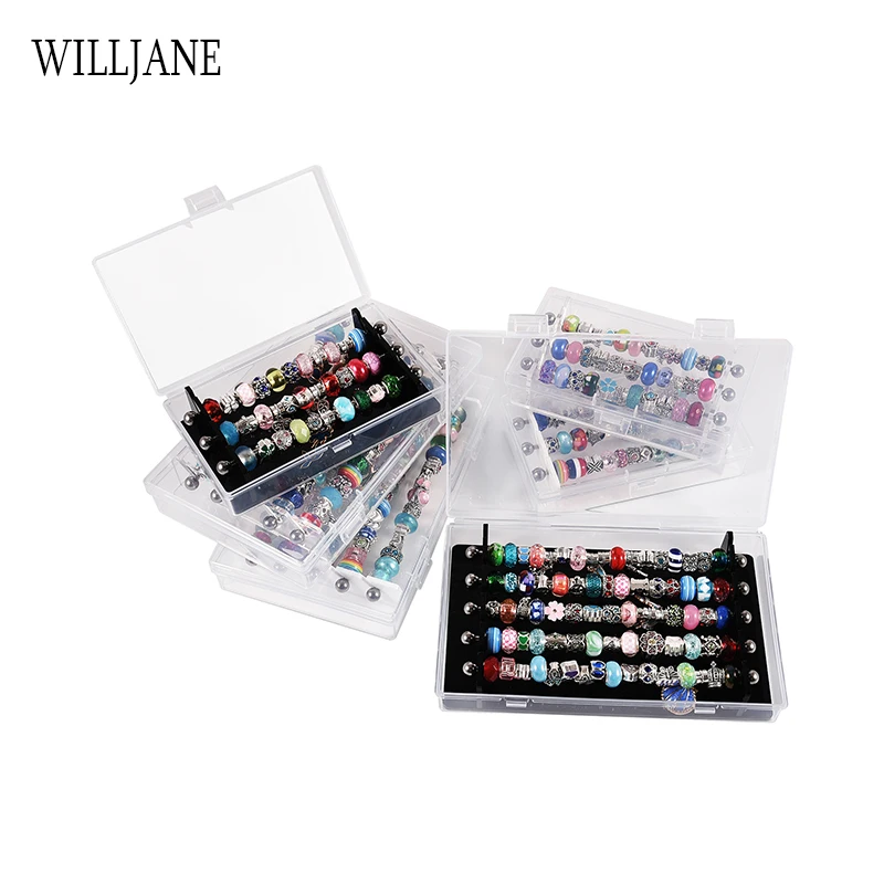 Bracelet Charms Storage Box Rondelles Ring Holder Rods Pendant Organizer Case Beads Collector Trollbeads Display Tray With Cover