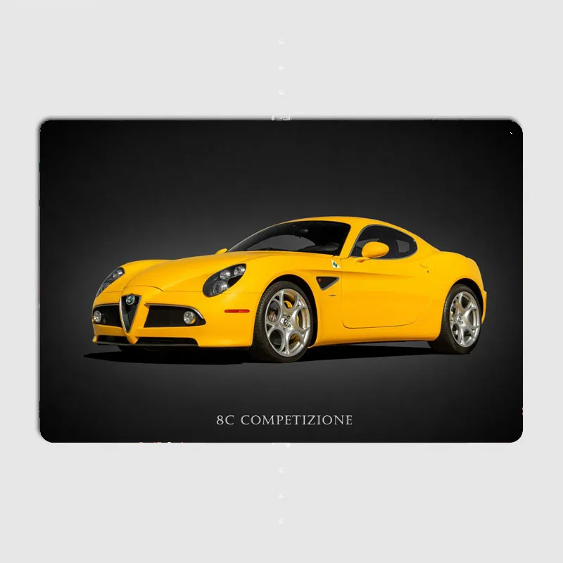 Powered by a V8 engine the 8C Competizione Classics Car Metal Plaque Poster Club Home Bedroom Tin Sign Room Decor Wall Decor