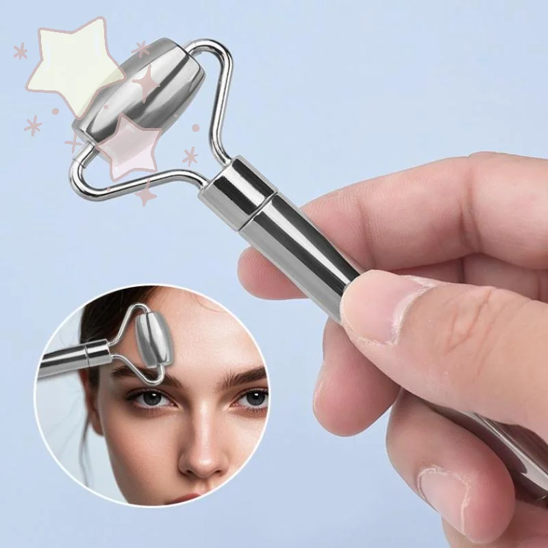 

Роликовый массажер для лица и шеи Гуаша из нержавеющей стали для подтяжки и лифтинга кожи, инструмент для ухода за красотой