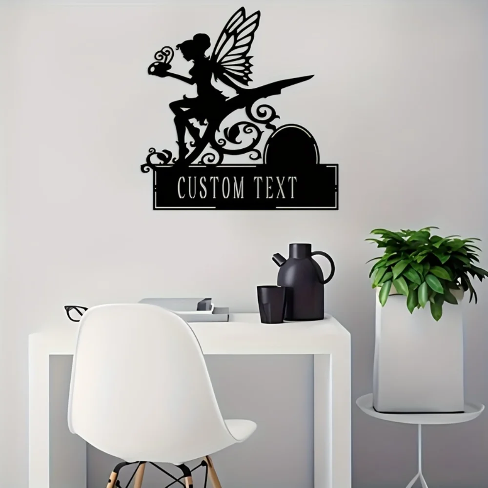 

Personalized Metal Surname Sign Custom Text Black Iron Wall Art Classic Style Durable Multipurpose Wall Hanging Outdoor Decor