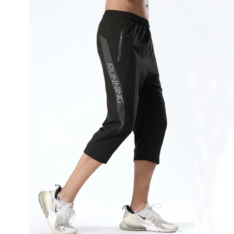 Men\'s 3/4 Sports Pants Running Shorts Gym Wear Fitness Workout Tennis Basketball Soccer Training Leggings