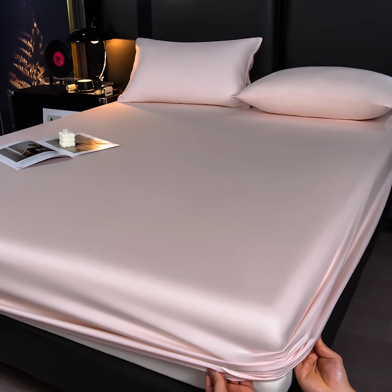 

Простыня светло-розового цвета из лиоцеллового волокна, наматрасник с эластичной лентой, дышащее шелковистое домашнее постельное белье 120*200/150*200 см, 1 шт.