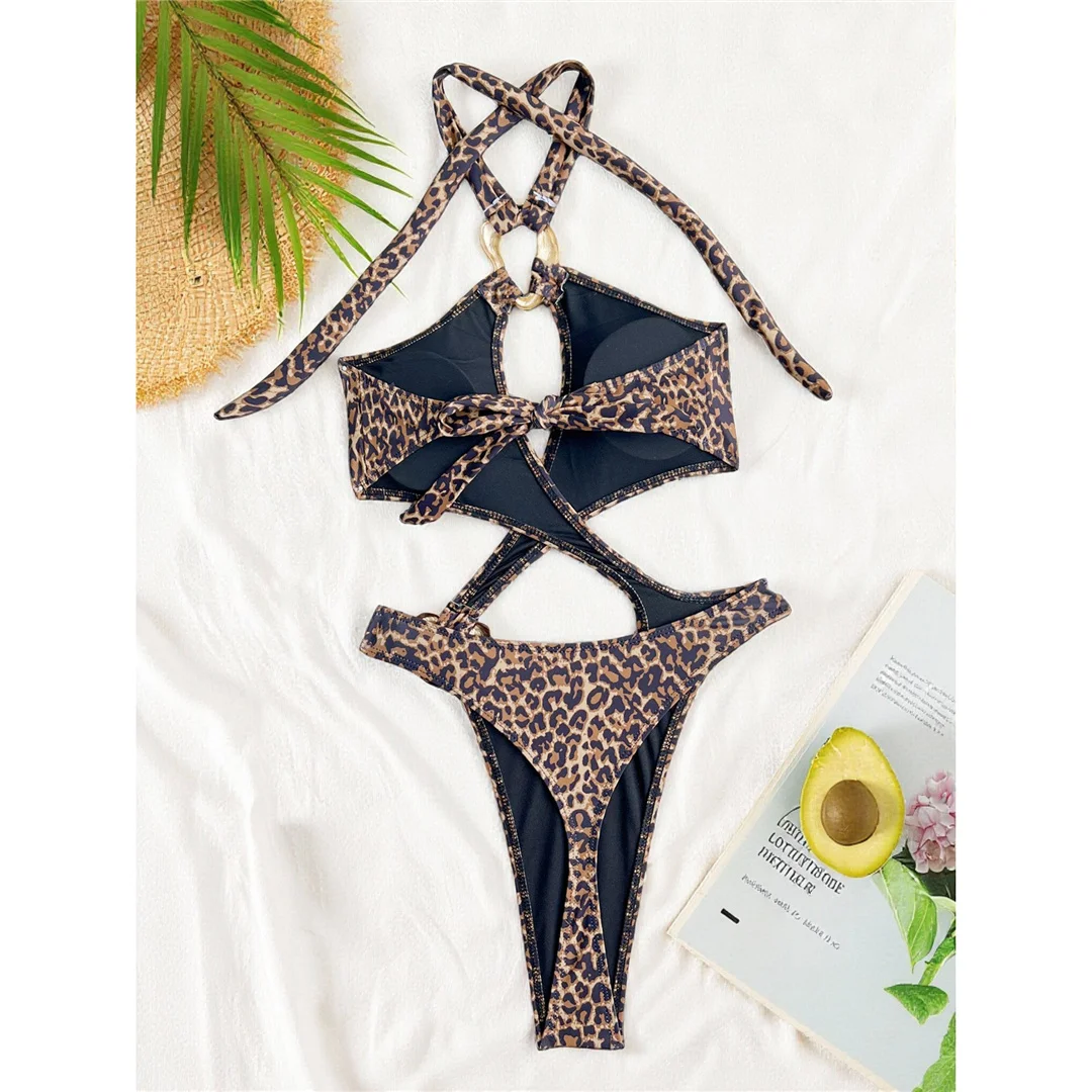 Sexy Badeanzug mit Bauchausschnitt, Leoparden- und Schlangenhautmuster, Damen-Badeanzug, einteiliger Badeanzug, Damen-Neckholder-Badeanzug mit hohem Beinausschnitt, Badebekleidung, Badeanzug V7972 – Detail 27
