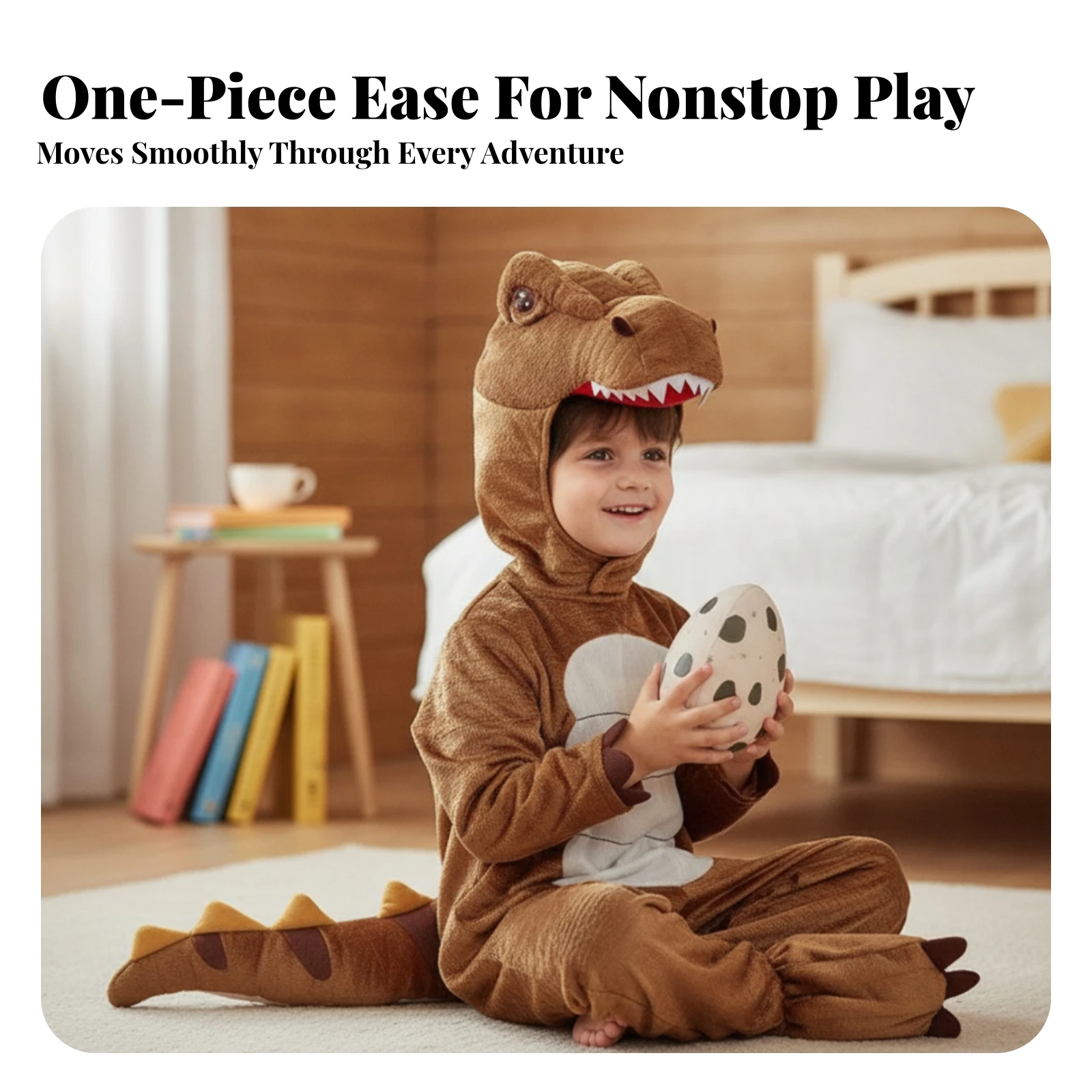 Dinosaur Costume Easy to Wear Dinosaur Jumpsuit with Hood One-Piece Costume with Tail Comfortable Dino Suit Realistic