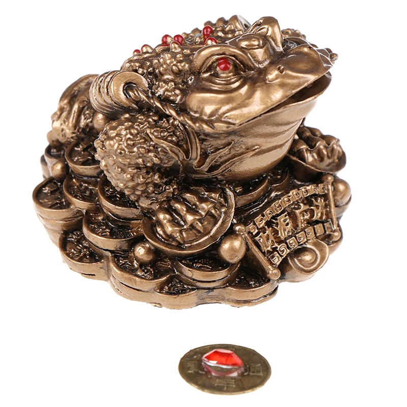 Feng Shui Toad Money LUCKY Fortune Wealth Chinese Golden Frog Toad Coin Home Office Decoration Lucky Gifts Tabletop Ornaments