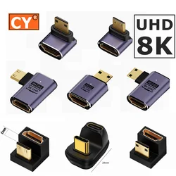 8K 4K Mini HDMI-compatible To HDMI Cable Male To Female 90 Degree Right Angled Converter USB C 4 USAdapter M-F Extension Adapter