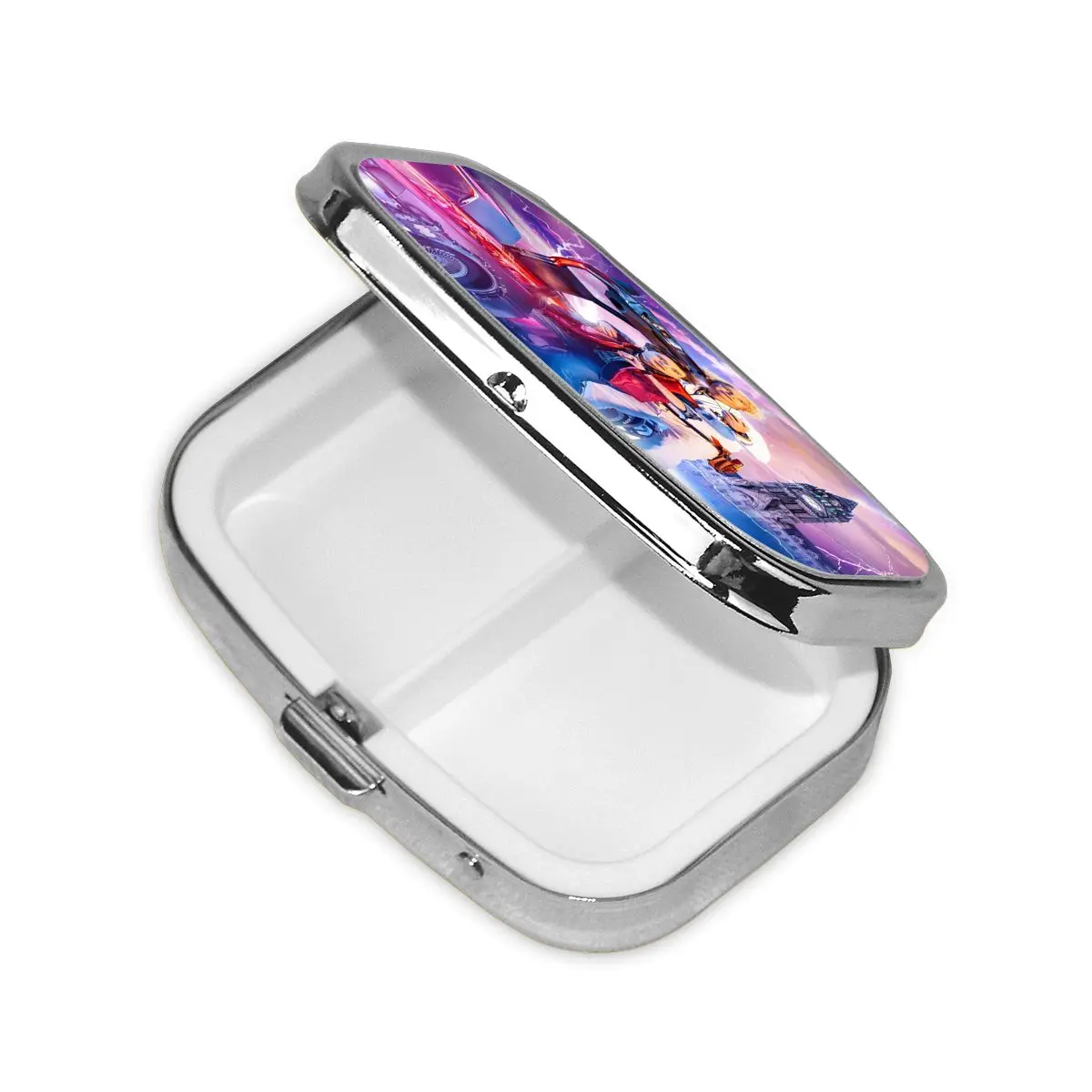 العودة إلى المستقبل صندوق حبوب مربع 2-مقصورة حبوب موزع الخيال العلمي فيلم كوميدي المحمولة الطب حاوية علب التخزين