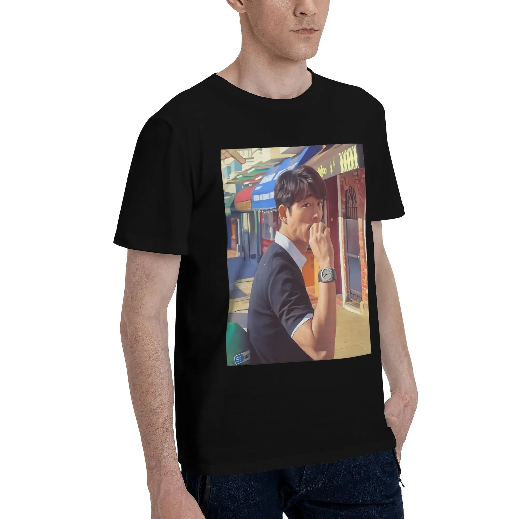 Men's T-Shirt Gong Yoo T Shirts Novelty  Summer Tees Y2K Basic Printed 100% Cotton Clothes Birthday Gift