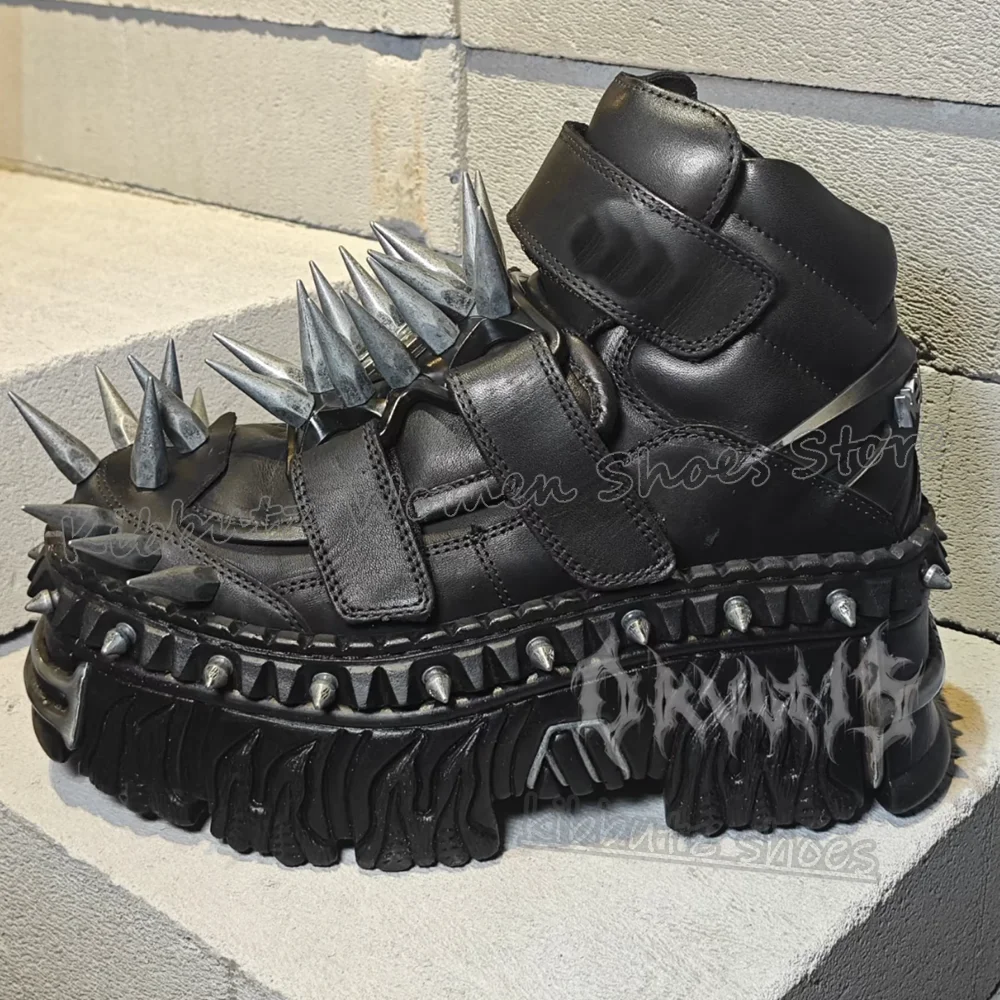 

Современные ботильоны с заклепками и крючками, металлический декор, кожаная однотонная новинка, модная элегантная лаконичная пикантная обувь в стиле панк-рок для девочек