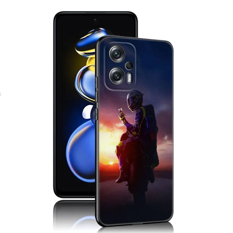 Motorcycle Man Phone Case For Xiaomi POCO X3 X4 NFC F5 M2 M3 M4 M6 X5 Pro F3 F4 GT 5G C31 C55 M5S Black Silicone Cover