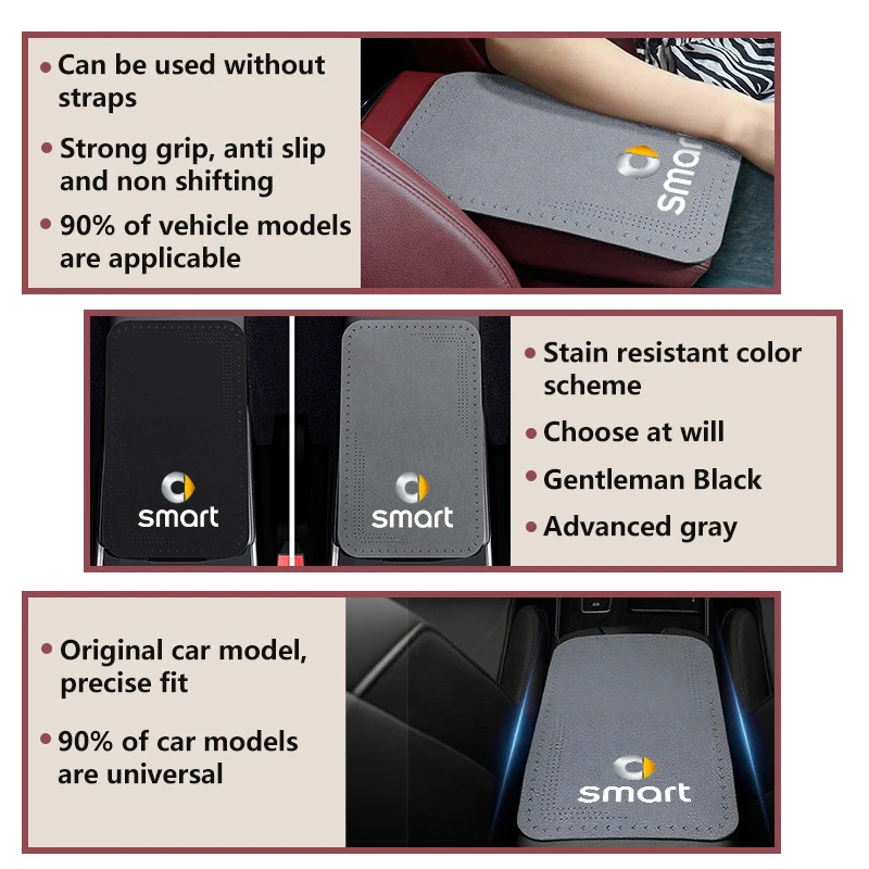 Car Center Console Pad Universal Armrest Cushion Protector Accessories For Smart Cabrio Forspeed ROADSTER City-Coupe 452 454