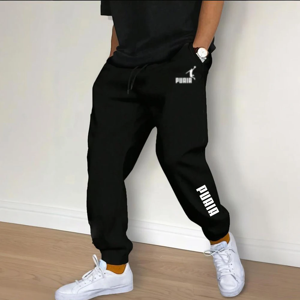 Exercise suits men. Outdoor sports casual 2026 sports pants, with elastic waistband design, loose and comfortable straight-cut p