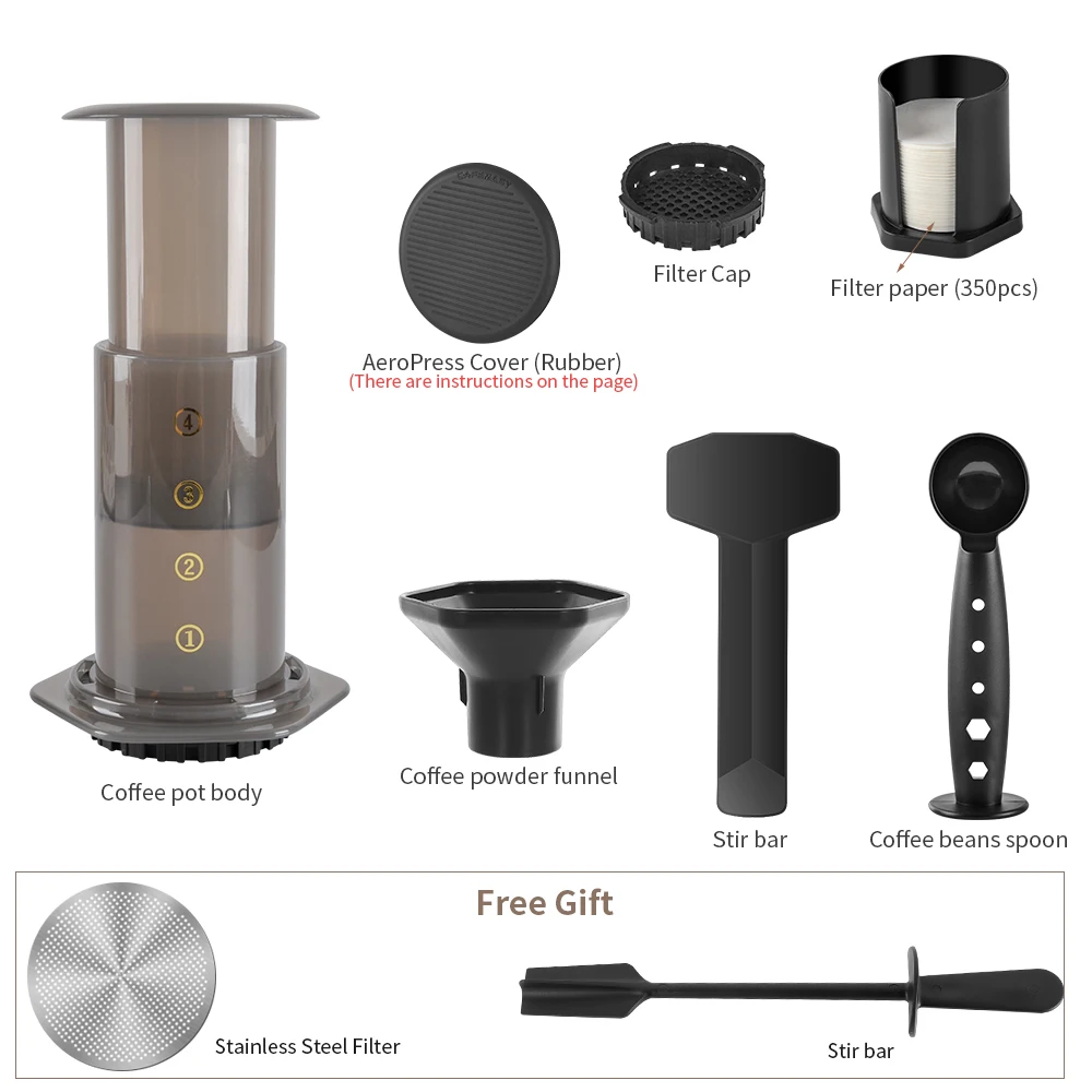 CAFEMASY-Cafeteira Espresso Portátil, French Press, Barista Tool, Coffee Pot, Air Press, Máquina com Filtros, AeroPress