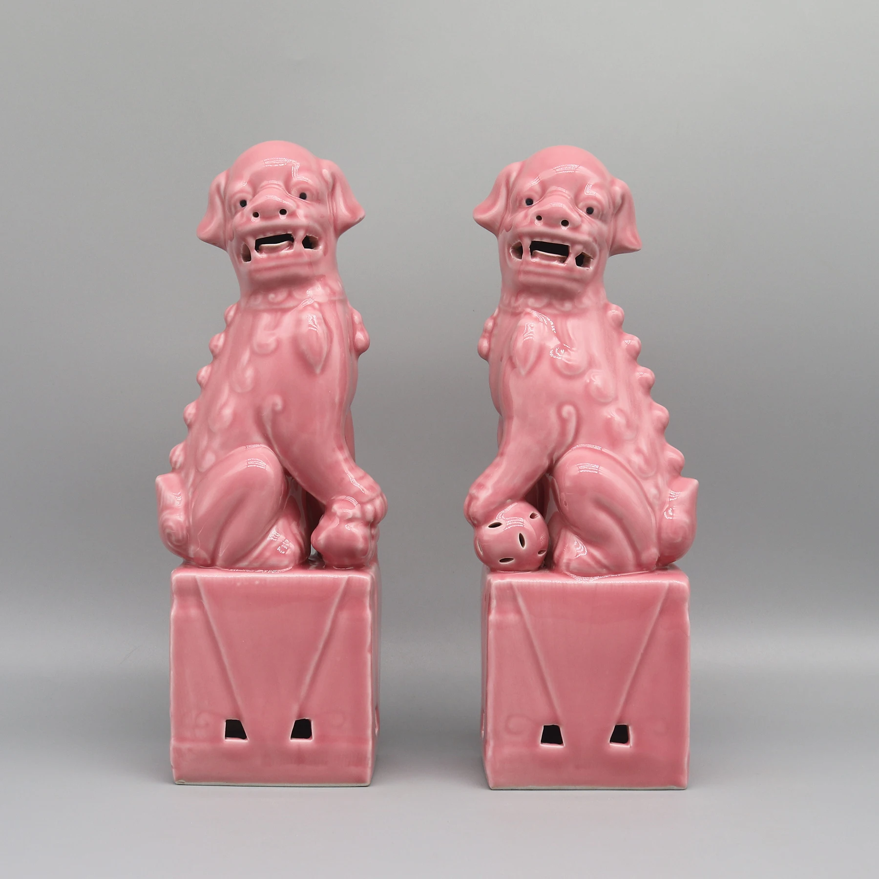 Paar Foo Dogs, Fu Dogs, Buddha Dogs, chinesische Wächterlöwen, Keramikskulptur, Heimdekoration – Detail 16