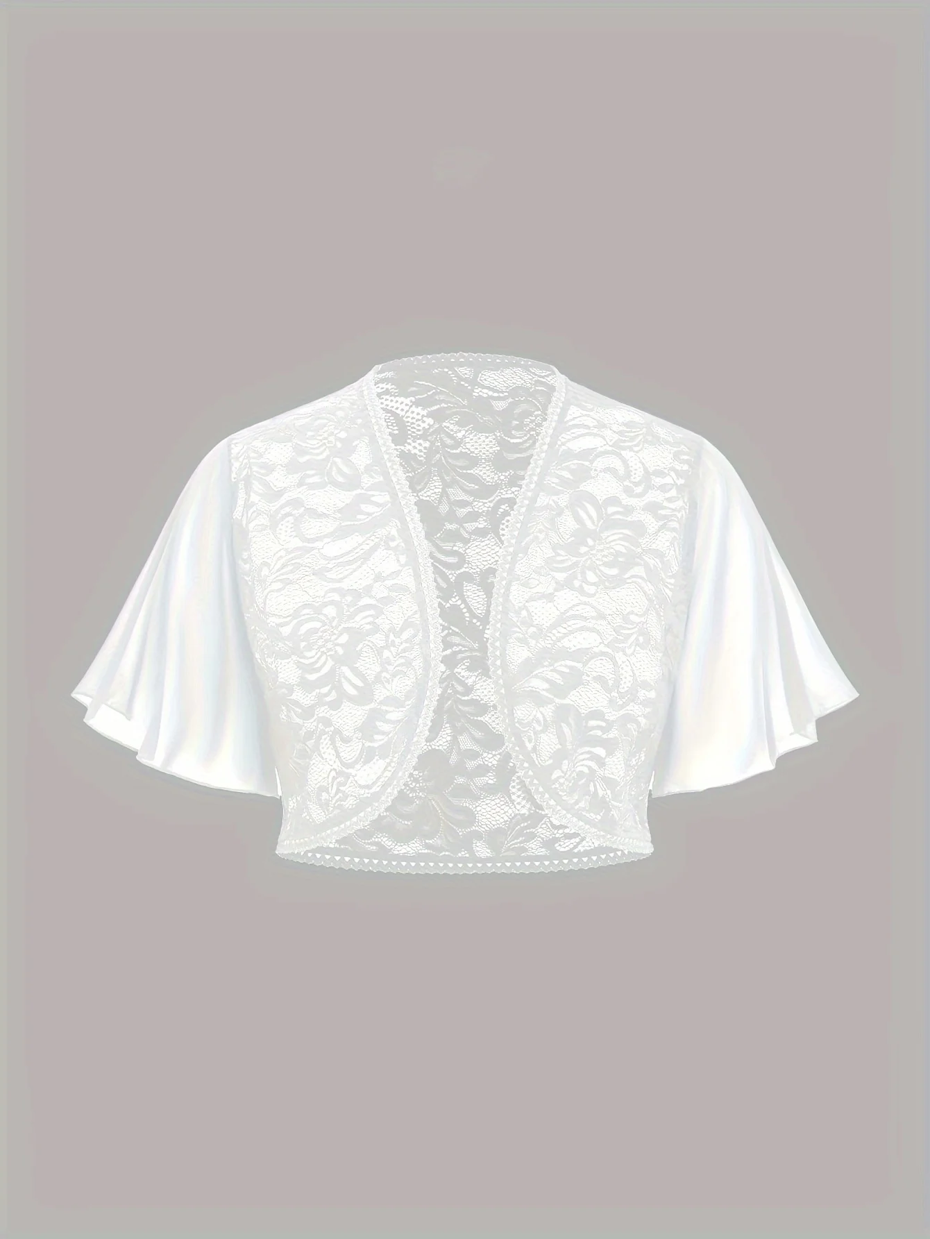 

A new spring and summer chiffon butterfly sleeve lace short cardigan for plus-size girls in European and American fashion