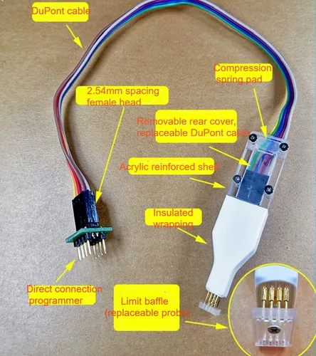 Imagen 2 del producto 4 Uds Sioc8 Sop8 para chip wsonvson descarga quemar sonda de escritura aguja de resorte flash eeprom chip quemador cable