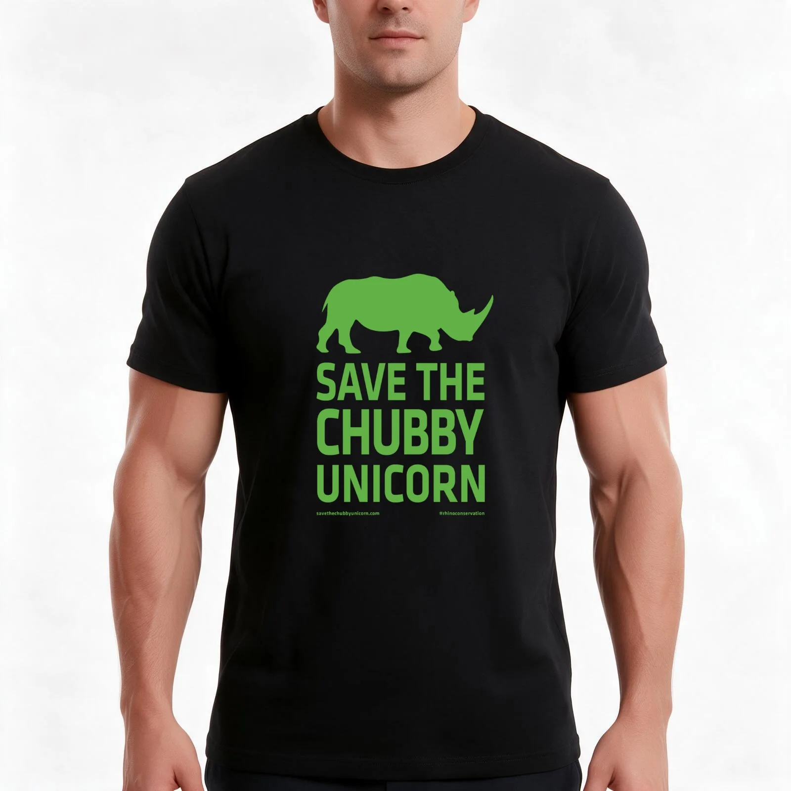 Save The Chubby Unicorn - Green T-Shirt, Summer Casual Cotton Tee, Oversized Streetwear Tops, Vintage Graphic Print, 100% Cotton