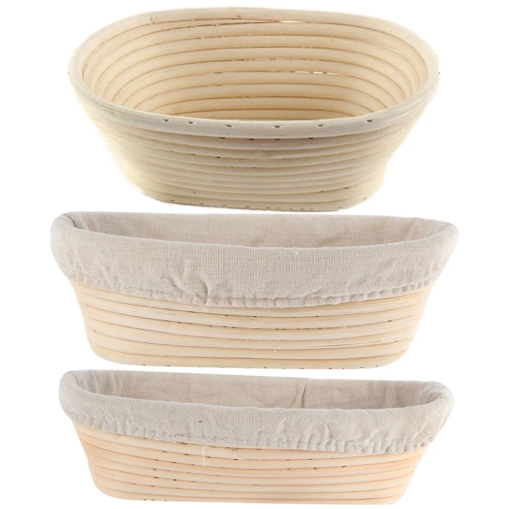 Bread Banneton Brotform Bread Dough Proofing Rising Rattan Basket with Removable Liner Oval Shaped for Dough Baking