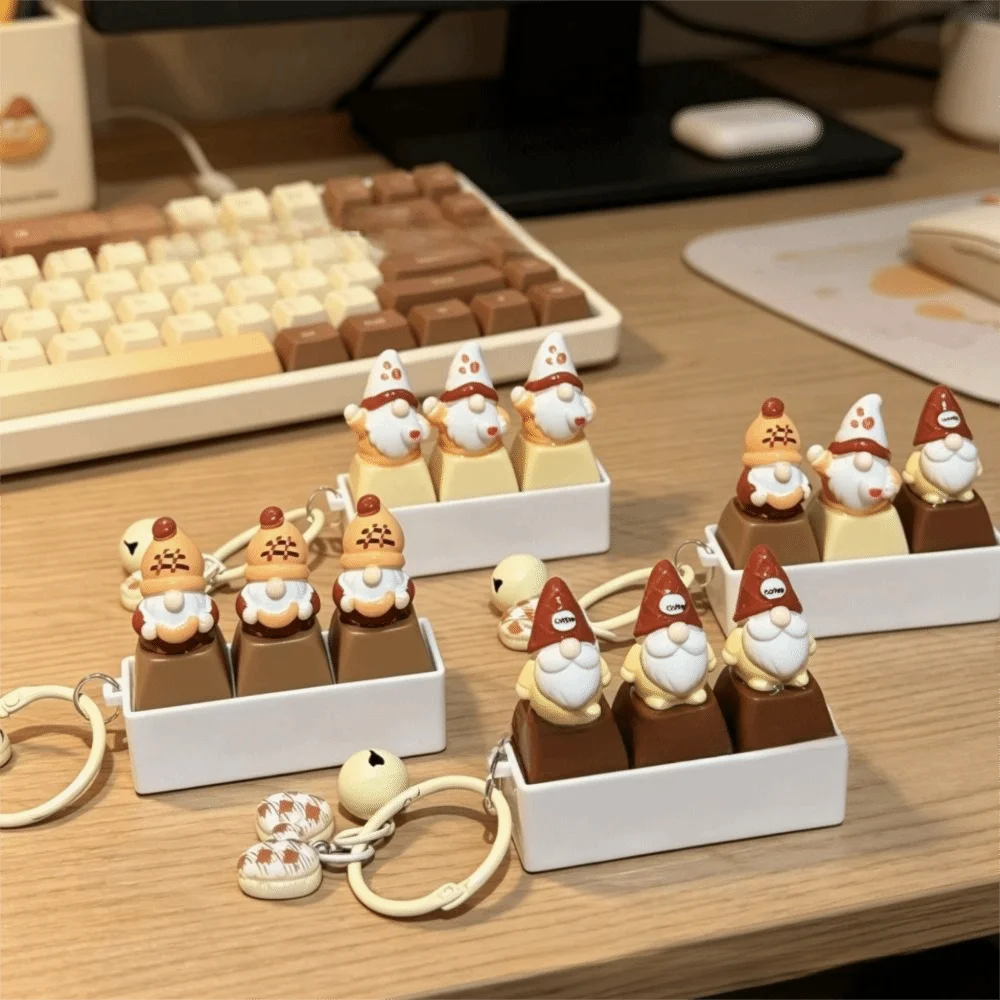 Cartoon Dwarf Keycap Fidget Toy Keychain Mute Keyboard Key Silent Axis Fidget Toy 3 Key Keycap Design Keyboard Keycap Keychain