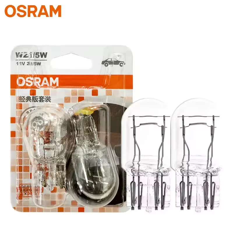 OSRAM Halogen Car Signal Bulbs 7515 T20, 12V W21/5W Dual Filament Lamps for Tail, Brake, Reverse, Turn Signal & Side Auxiliary L