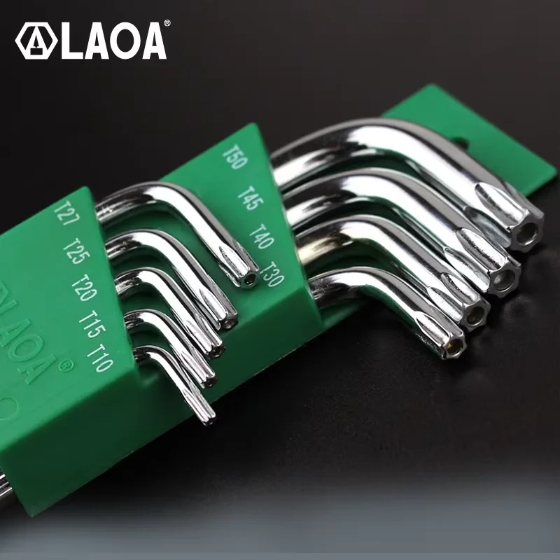 LAOA Inner Spline Allen Key with Middle Hole Wrench Set Torx Screwdriver Handtool Star Wrench 9pcs/Set