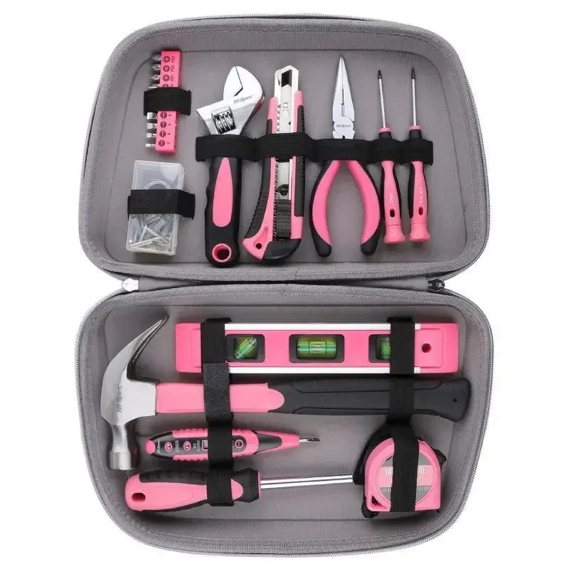 Imagem -05 - Pink Repair Kit para Mulheres Ferramentas Multifuncionais Caixa de Ferramentas Manual Acessórios de Trabalho Home Working Mecânico