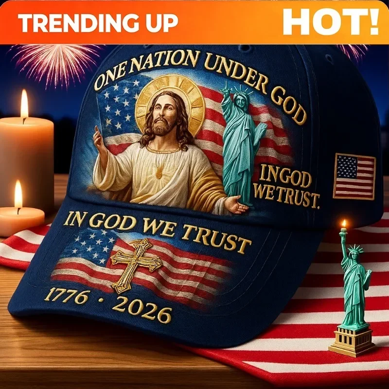 Customization One Nation Under God Cap: In God We Trust 1776-2026