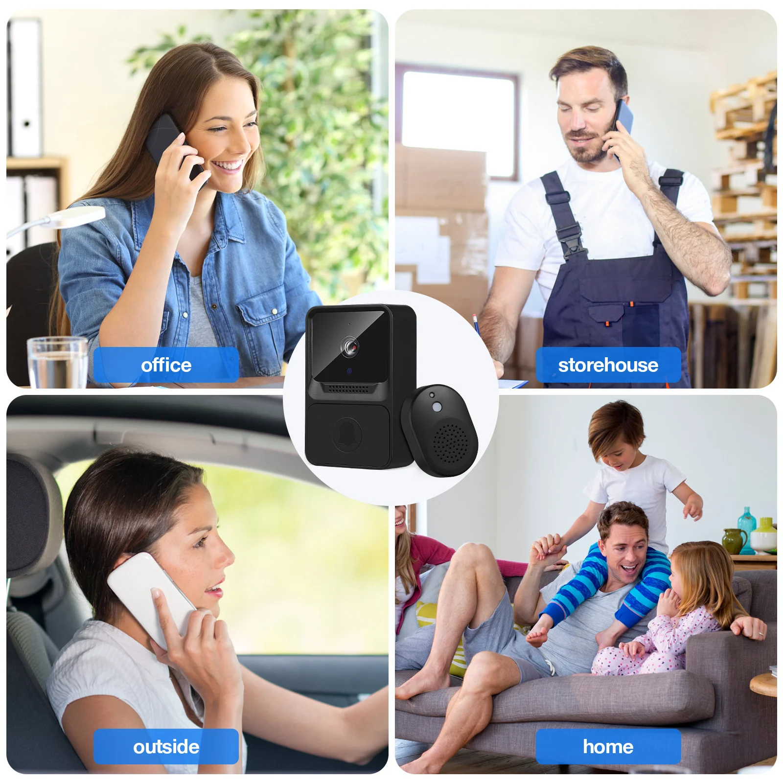 

Doorbell Wireless Home Black Low Power Night Vision Wifi Camera Multiple Accounts Remote Call Recording