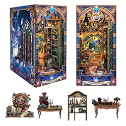 New Diy Wooden Book Nook Shelf Insert Miniature Model Kits Fantasy Shop Bookshelf Handmade Bookend For Friends Birthday Gifts