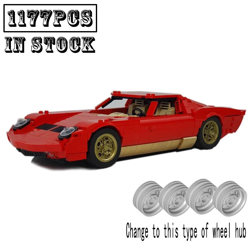 New MOC-132131 1177PCS Miura P400 SV Supercar Racing Car Vehicle Sport Model  Building Blocks Kid Educational Toy Birthdays Gift