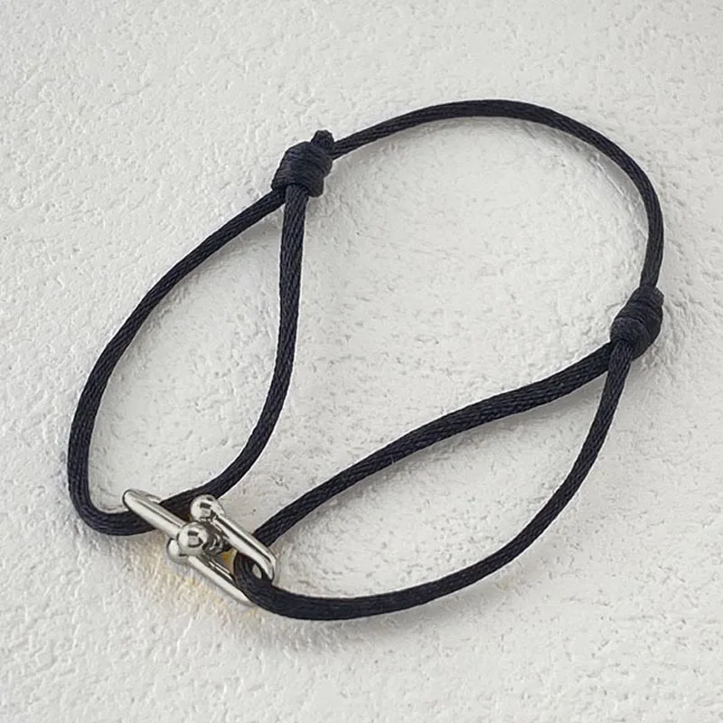 Pulsera trenzada de cuerda ajustable, cierre en U de herradura, amor, amistad