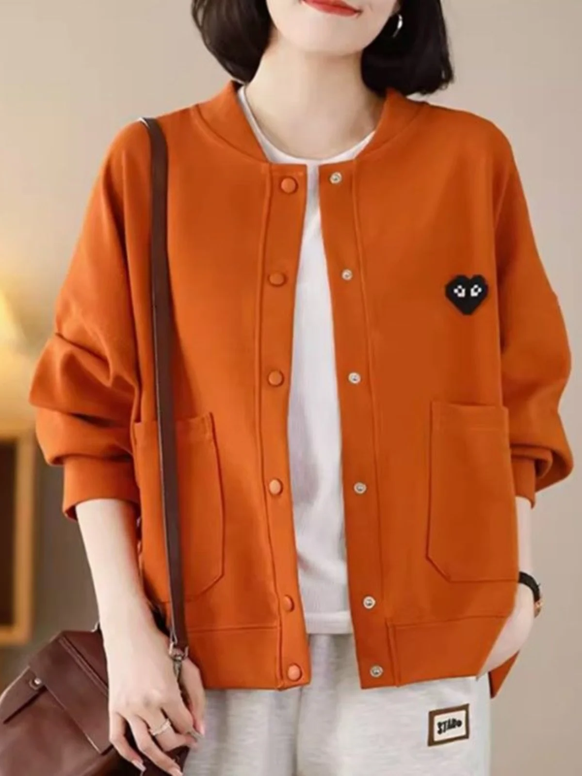 

Slim Fit Faionable ort Cardigan Jaet Женский весенне-осенний повседневный топ для мам Тонкая верхняя одежда Корейская версия Уличная ...