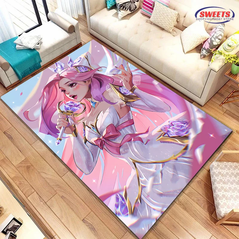 LOL Star Guardian Kai'Sa Battle of Two Cities Area Rug,Carpet for Living Room Bedroom Sofa Doormat Decor Non-slip Floor Mat Gift