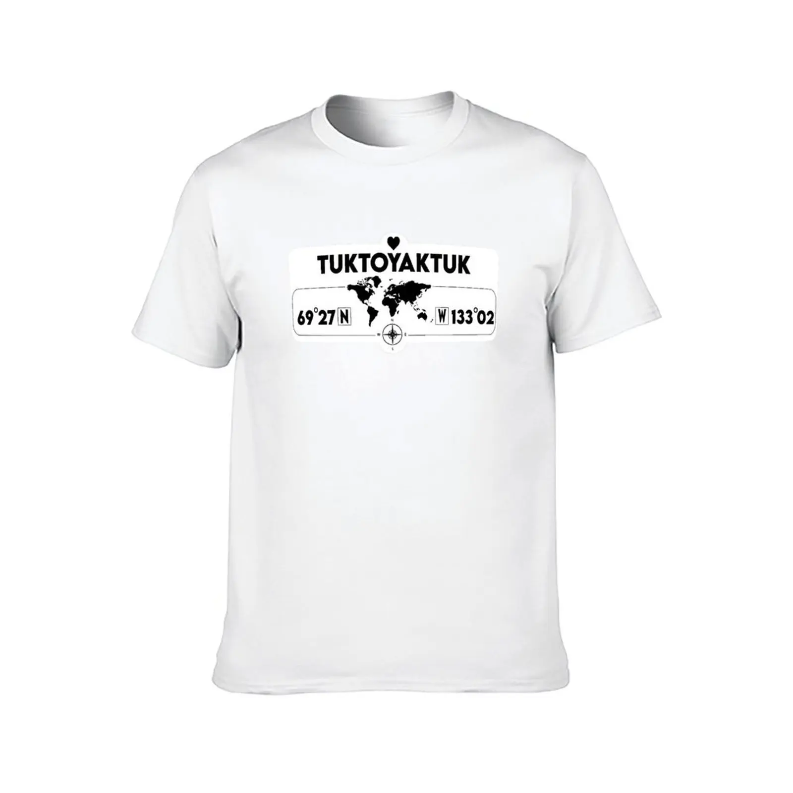 Tuktoyaktuk خريطة نظام تحديد المواقع إحداثيات العمل الفني مع البوصلة هدية مضحكة تي شيرت أنيمي تي شيرت كبير الحجم تي شيرت