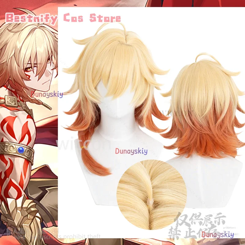 

CosplayAnime Game Honkai Star Rail Mydei Mydeimos Cosplay Wigs Yellow Hair Red Braid Heat Resistant Halloween Sexy Man Cos 코스프레