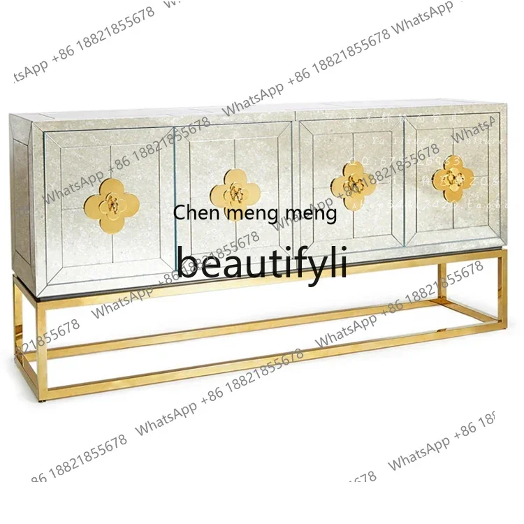 N178 GLight luxury TV cabinet Mirror living room Stainless steel bedroom TV cabinet TV background wall cabinet