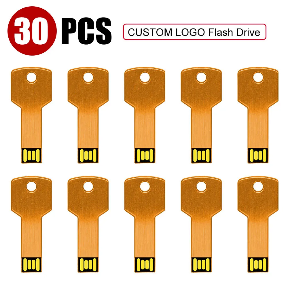 30 buah/lot kunci Pendrive logam foto kustom stik foto USB Flash Drive 2.0 4GB 8GB 32GB 64GB perangkat penyimpanan stik foto hadiah memori yang bagus