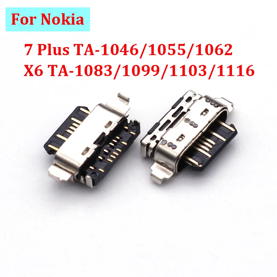 

50pcs For Nokia 7 Plus TA-1046/1055/1062 / X6 TA-1083/1099/1103/1116 USB Charging Dock Connector Charge Port Jack Socket Plug