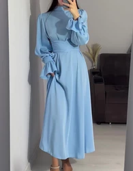 2024 abito musulmano donna Dubai Abaya Khimar turchia Islam abbigliamento Lace-up arabo caftano Jilbab abiti Hijab Robe Eid Solid Vestido