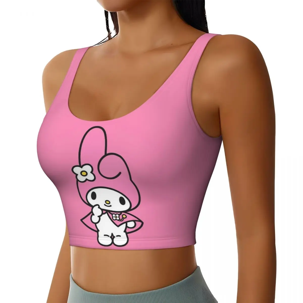 Custom Women's Melody Cartoon Sports Bras High Impact Gym Workout Running Crop Tank Tops