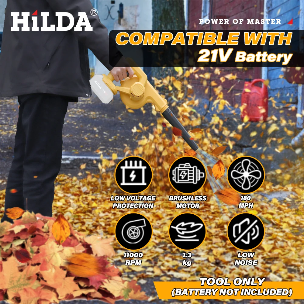 HILDA 18V Electric Air Blower 2IN 1Vacuum Cleaner Dust Computer Collector Cordless Handheld Power Tools For Makita No Battery view 6