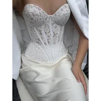 Corsé de encaje blanco con hueso de acero, Top con cuello en V, corpiño transparente Sexy, Tops para mujer, corsé de Color puro, ropa moldeadora de cintura, lencería