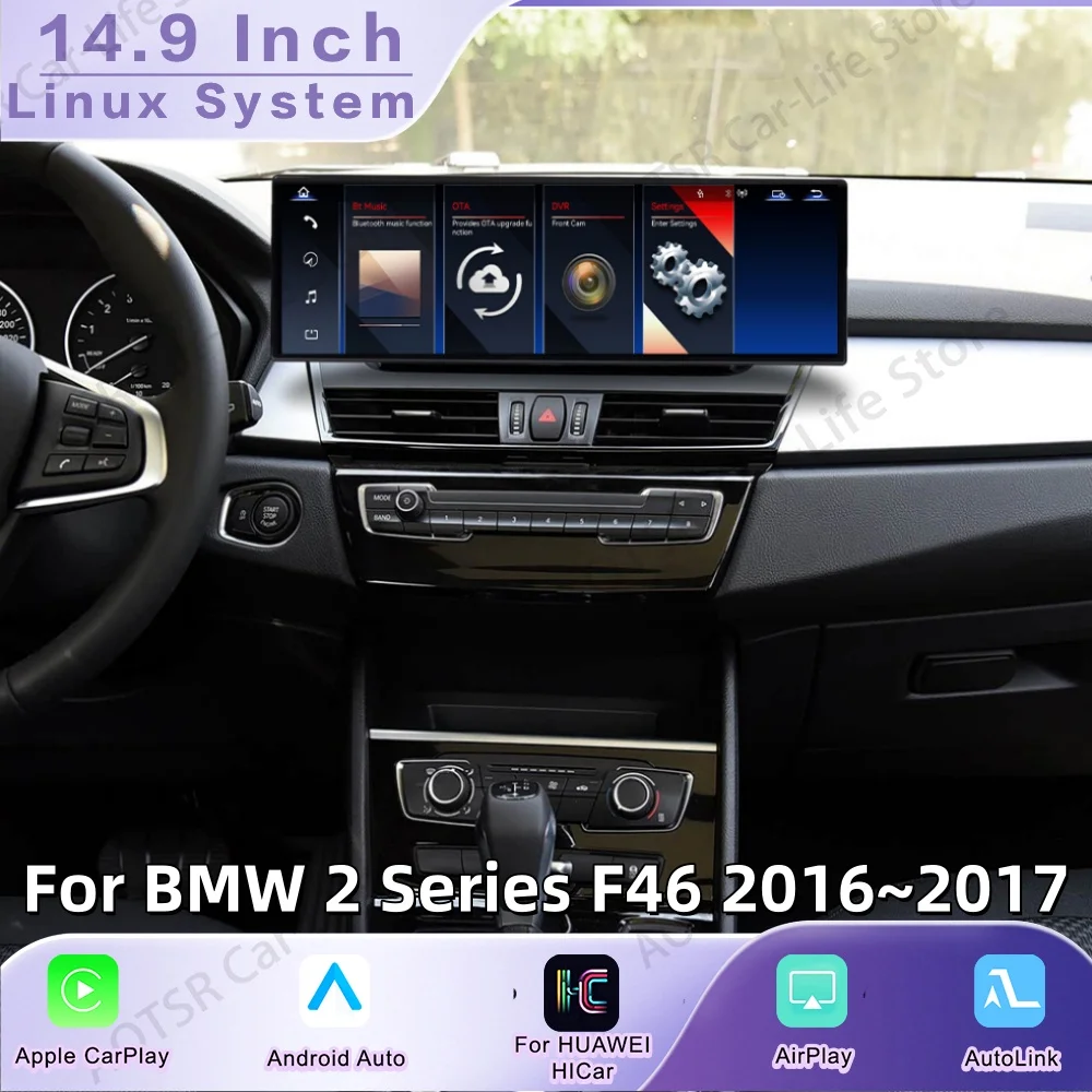 14.9 Inch Linux For BMW 2 Series F46 2016 2017 Wireless Apple CarPlay Android Auto HiCar Upgrade Original Car Mirror Link player