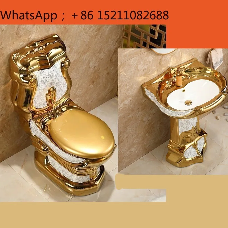 SCY retro palace household toilet gold relief light luxury toilet high-end hotel mansion toilet